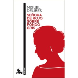 SEÑORA DE ROJO SOBRE FONDO GRIS