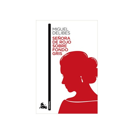 SEÑORA DE ROJO SOBRE FONDO GRIS